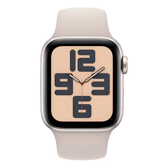 Imagem do produto Apple Watch SE GPS • Caixa estelar de alumínio – 44 mm • Pulseira esportiva estelar – P/M - Distribuidor Autorizado
