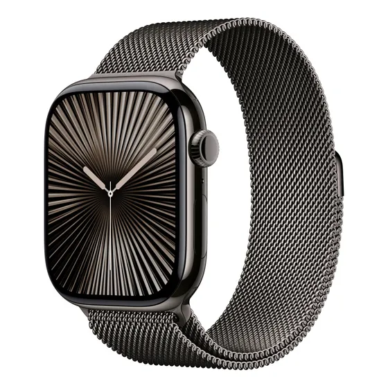 img of Apple Watch Series 10 GPS + Cellular • Caixa ardósia de titânio – 46 mm • Pulseira ardósia estilo milanês – P/M - Distribuidor Autorizado