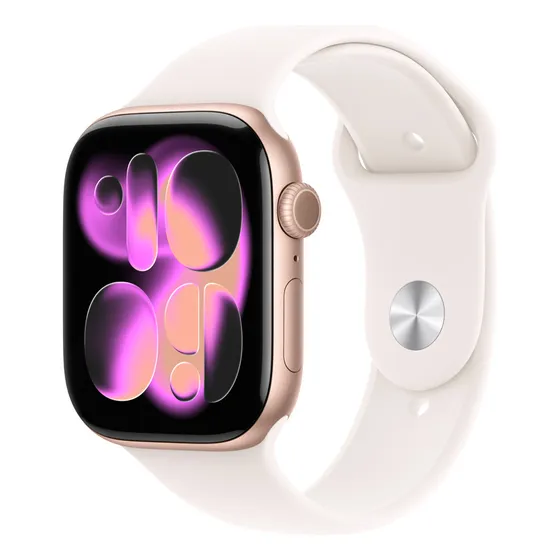 img of Apple Watch Series 11 GPS - Caixa cor de ouro rosa de alumínio – 46 mm - Pulseira esportiva blush-clara – P/M - Distribuidor Autorizado