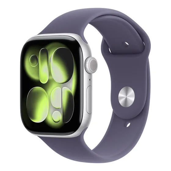 Imagem do produto Apple Watch Series 11 GPS + Cellular - Caixa prateada de alumínio – 46 mm - Pulseira esportiva roxo-névoa – M/G - Distribuidor Autorizado