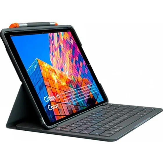 img of Capa C Teclado Logitech Slim Folio P iPad 3 Gera O Cor do teclado Cinza