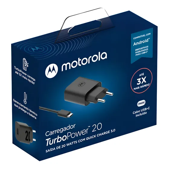 img of Carregador Motorola Turbo Moto One 20W Anatel Cor Preto