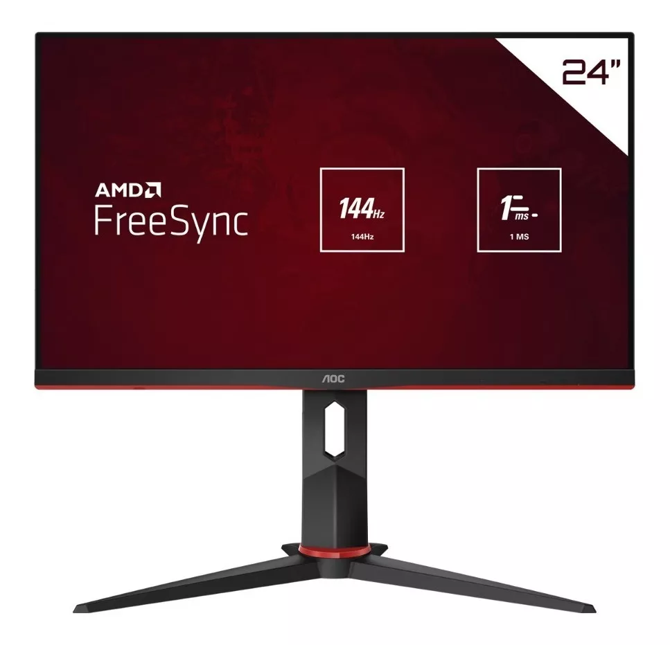 Imagem do produto Monitor Gamer HERO 23,8'' 144Hz IPS FreeSync 24G2/BK Cor Preto/Vermelho AOC