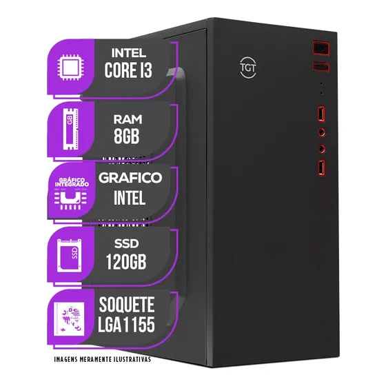 Imagem do produto Pc Computador Mancer, Intel I3, 8gb Ddr3, Ssd 120gb 8 Gb