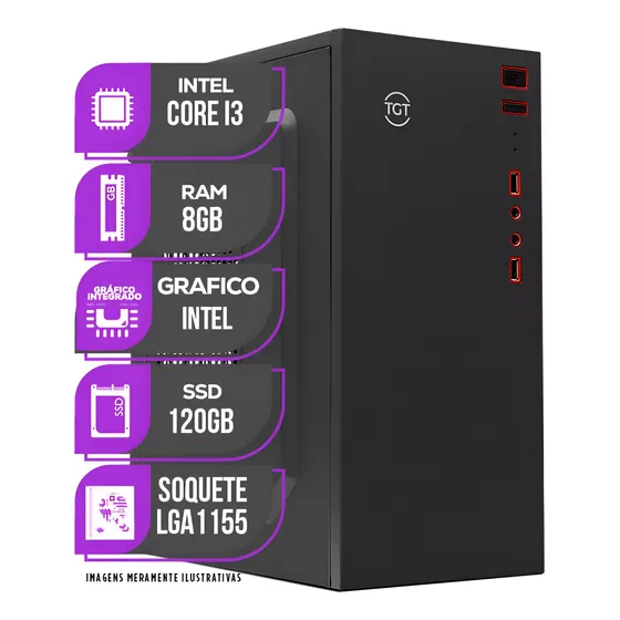 Imagem do produto Pc Cpu Mancer, Intel Core I3, 8gb De Ram, Ssd 120gb 8 Gb