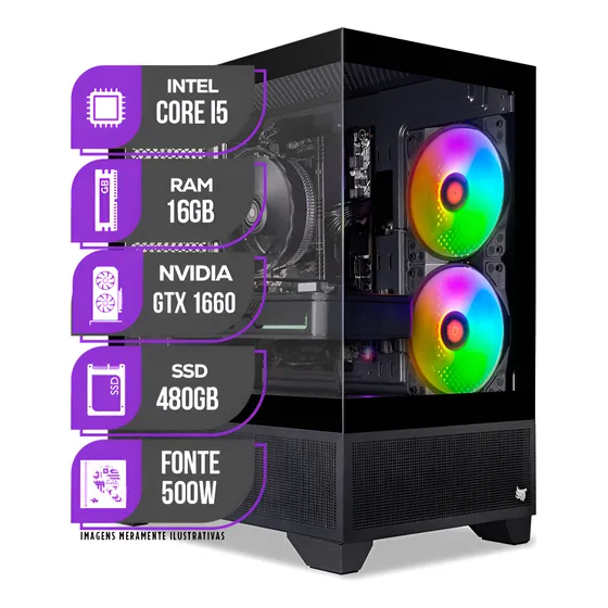 Imagem do produto Pc Gamer Mancer, Intel I5, Gtx 1660, 16gb Ddr4, Ssd 480gb 16 Gb