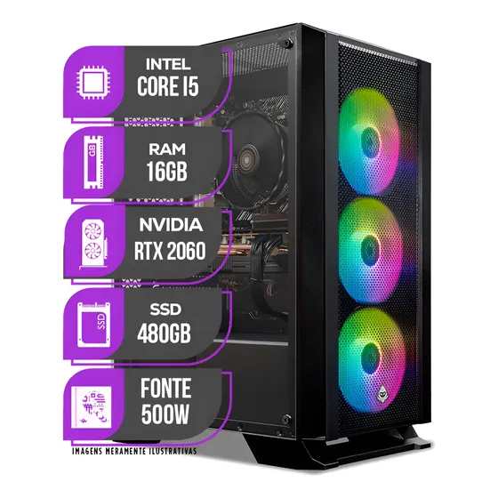 Imagem do produto Pc Gamer Mancer, Intel I5, Rtx 2060, 16gb, Ssd 480gb 16 Gb