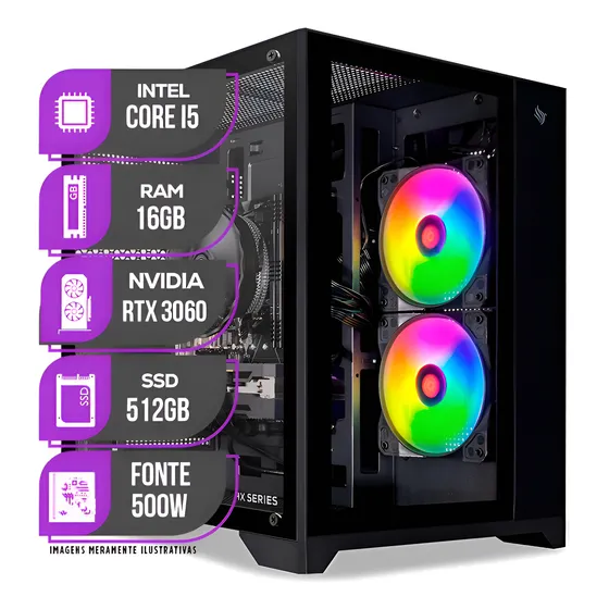 Imagem do produto Pc Gamer Mancer, Intel I5, Rtx 3060, 16gb Ddr4, Ssd 512gb 512 Gb 16 Gb Rtx 3060 12gb